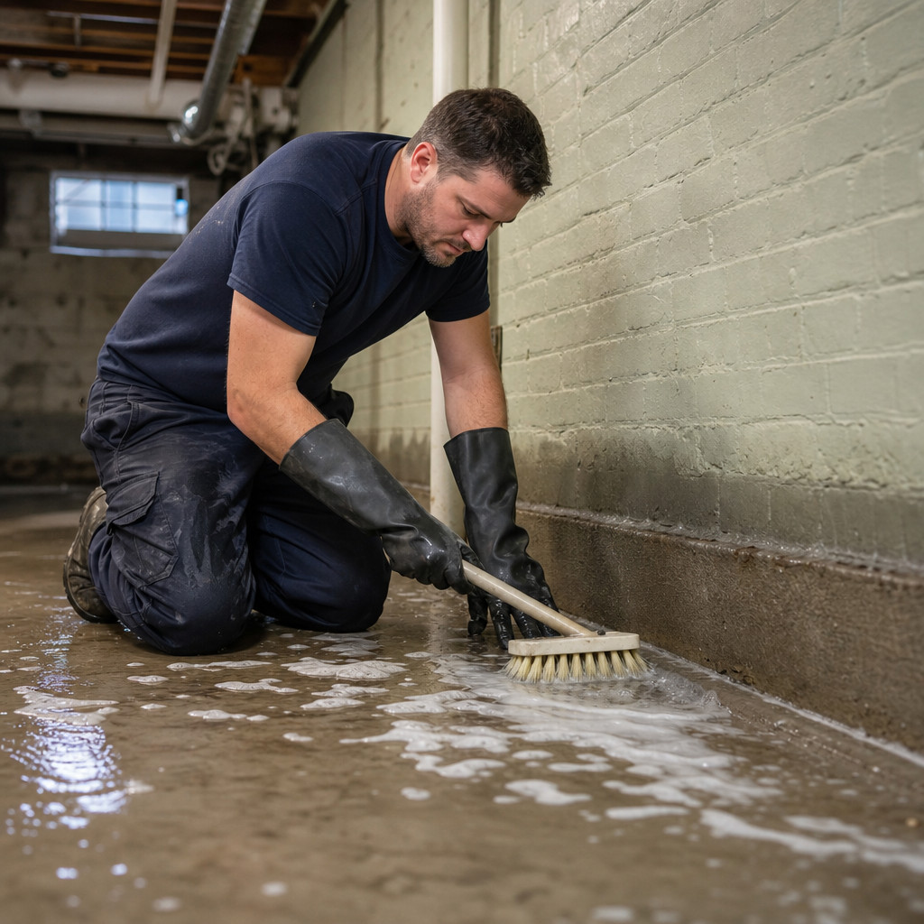 Illustration for how to clean flooded basement