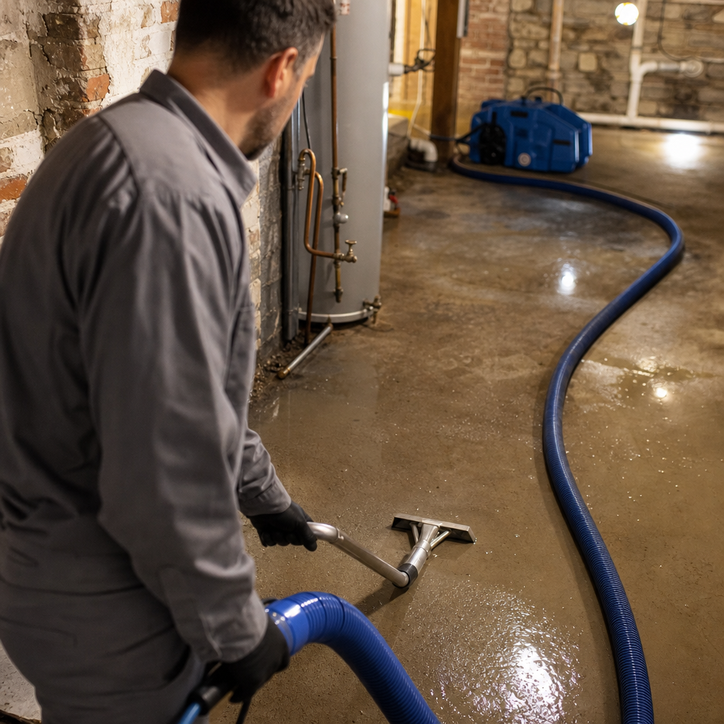 Illustration for burst pipe water damage restoration