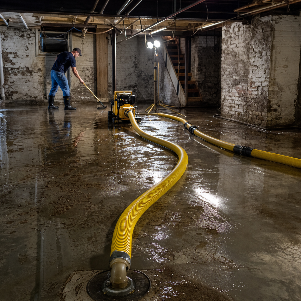 Illustration for best way to remove water from basement