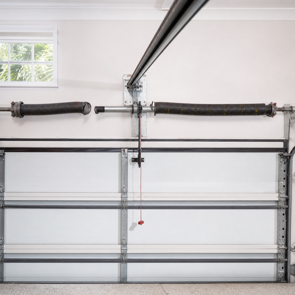 Illustration for broken garage door spring