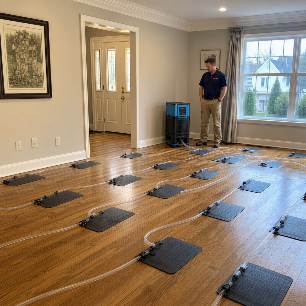 Illustration for water damage restoration in Hasbrouck Heights
