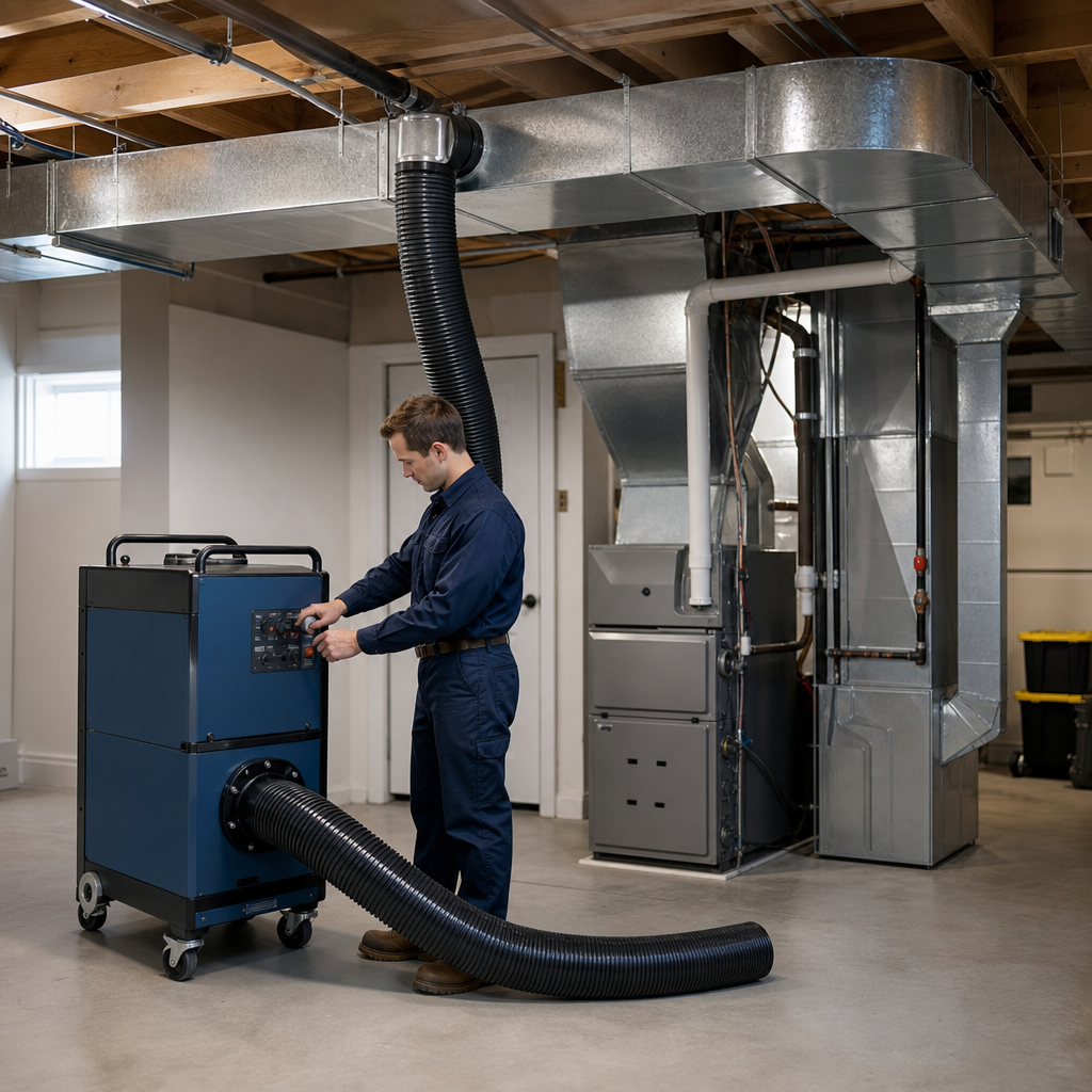 Illustration for air duct cleaning and sanitizing