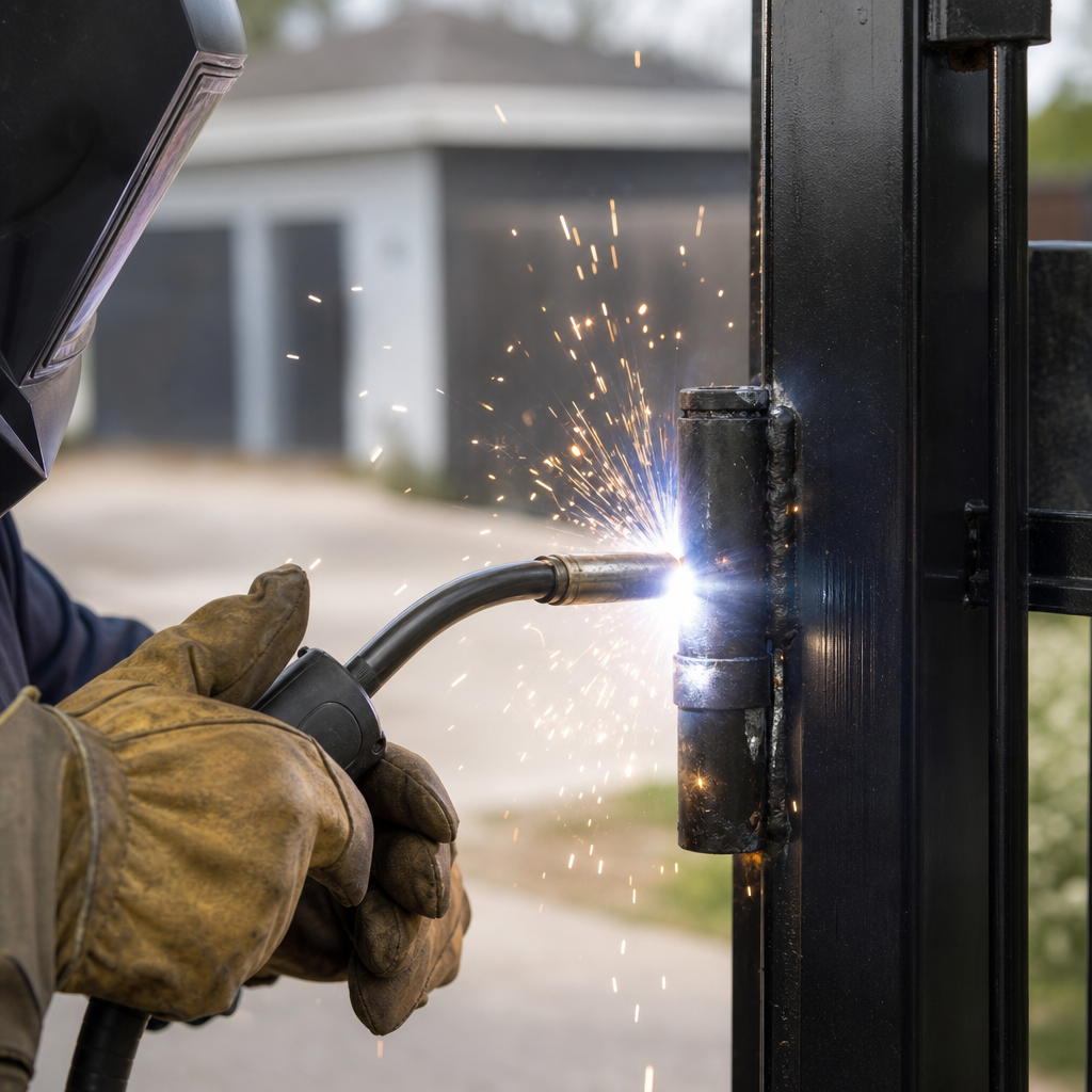 Illustration for gate hinge repair in Carrollton
