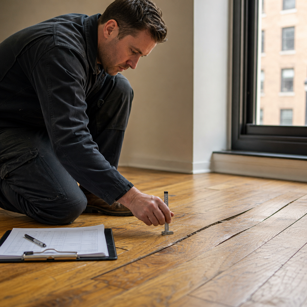 Illustration for hardwood floor water damage repair in Long Island City