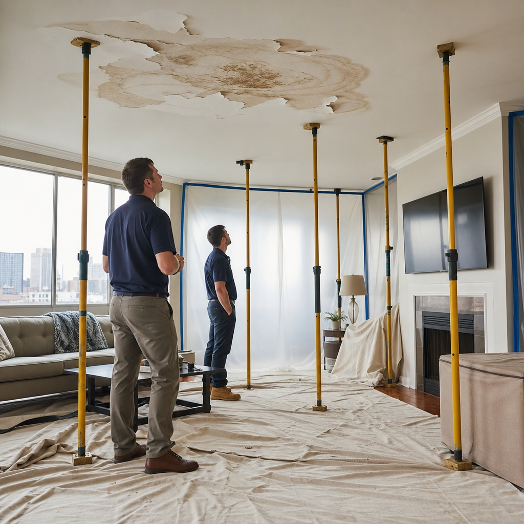 Illustration for ceiling water damage repair in Weehawken