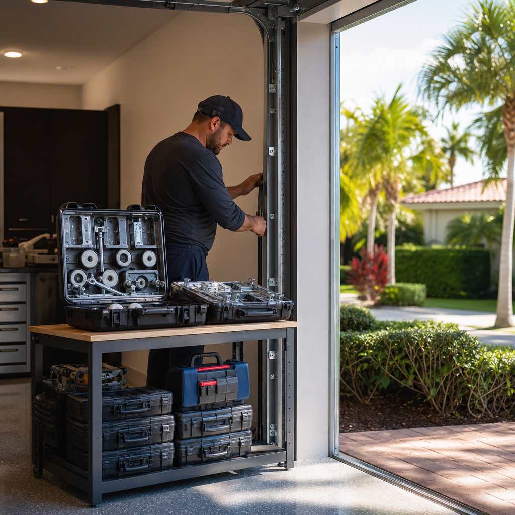 Illustration for garage door roller replacement in Boca Pointe