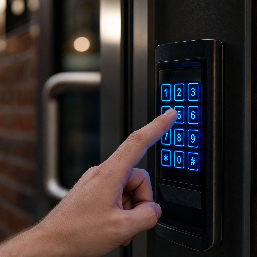 Illustration for keypad door lock commercial