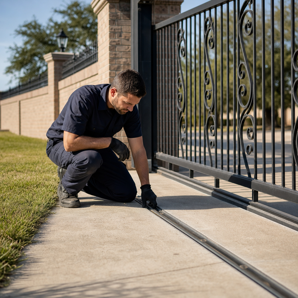 Illustration for gate track repair in Burleson