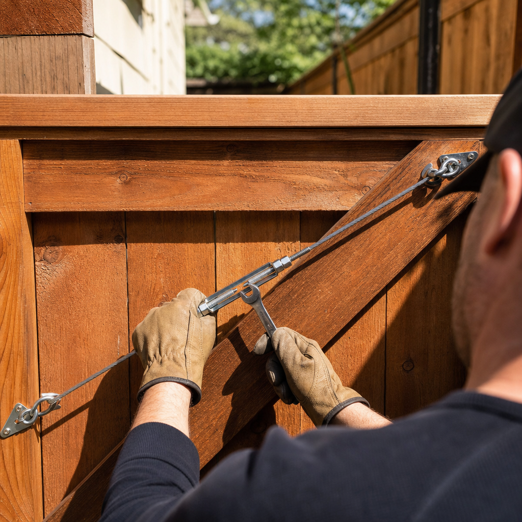 Illustration for how to fix sagging wood fence gate