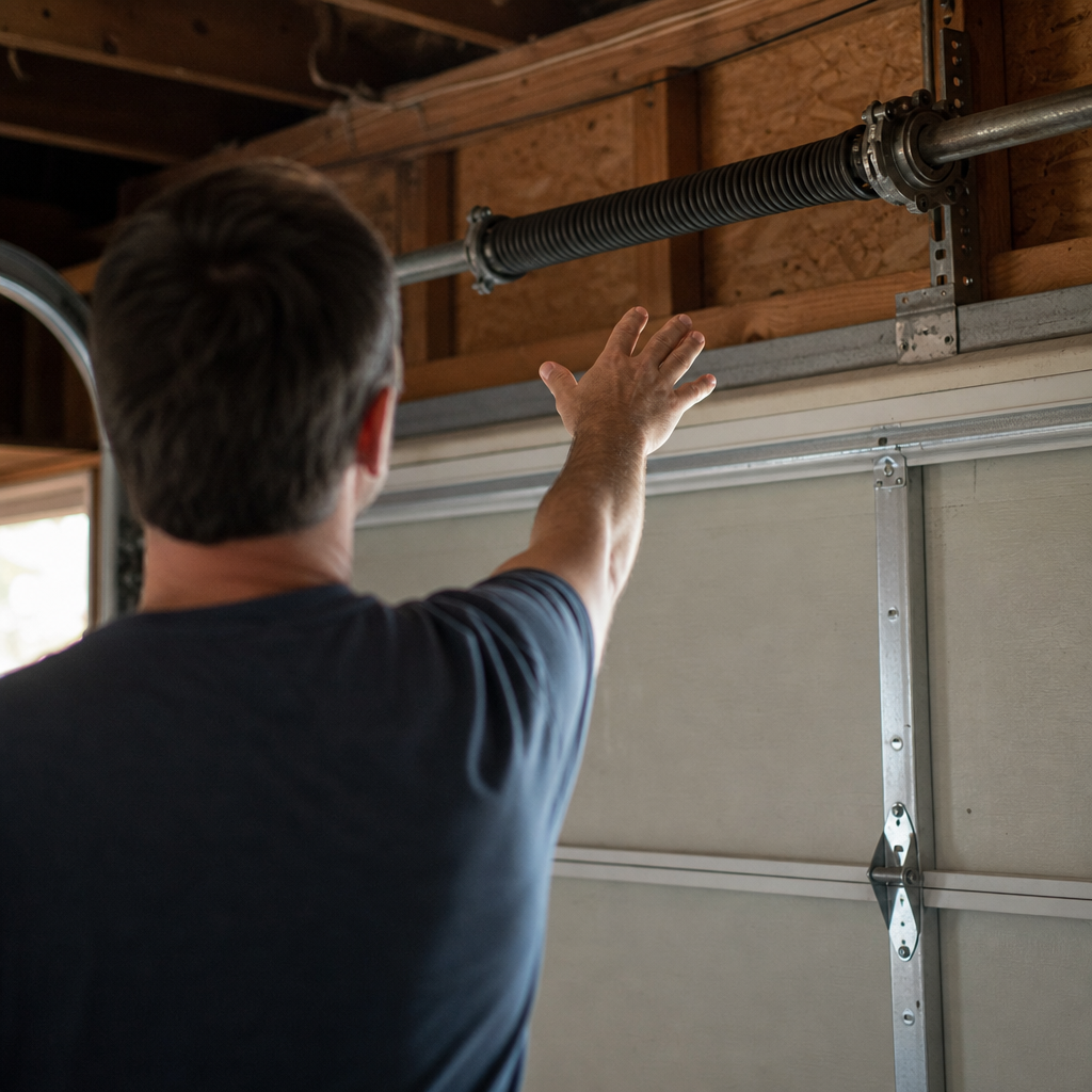 Illustration for broken garage door spring repair