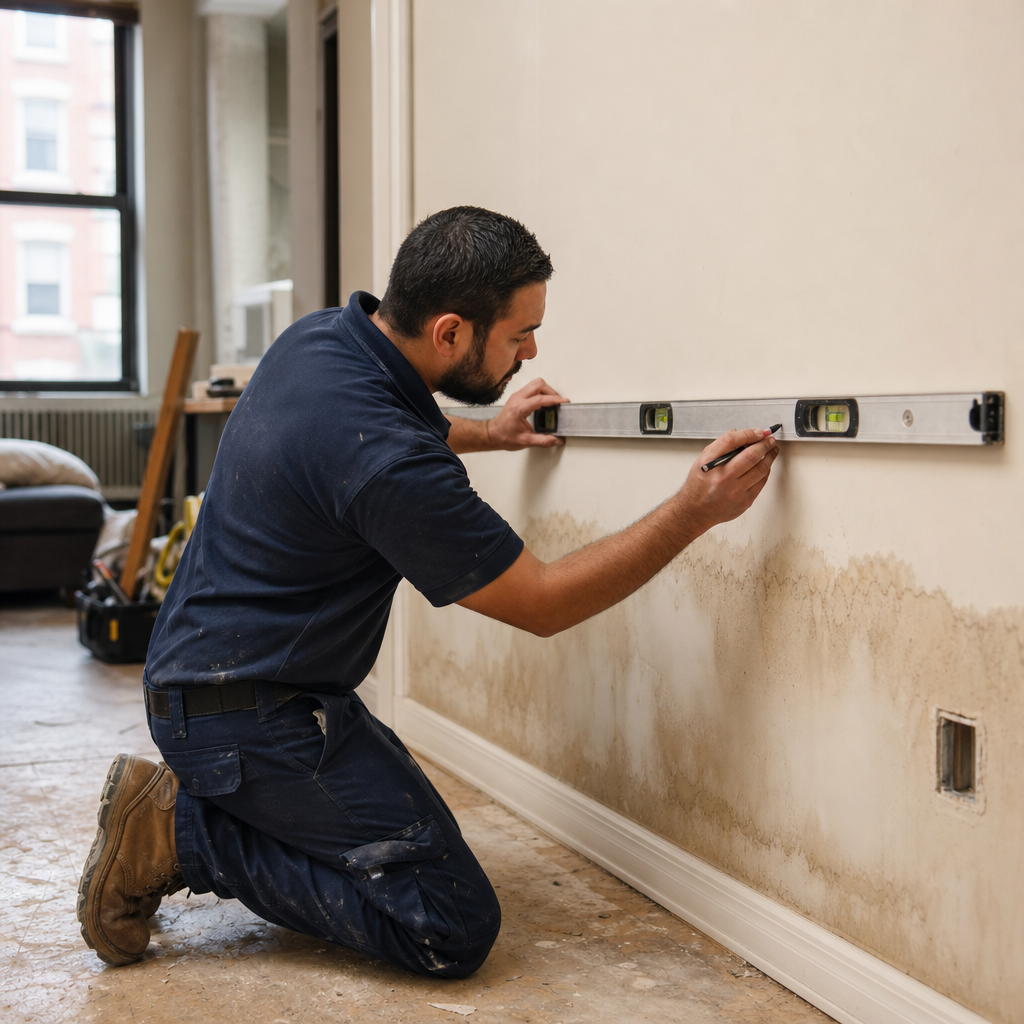 Illustration for drywall water damage repair in Bushwick