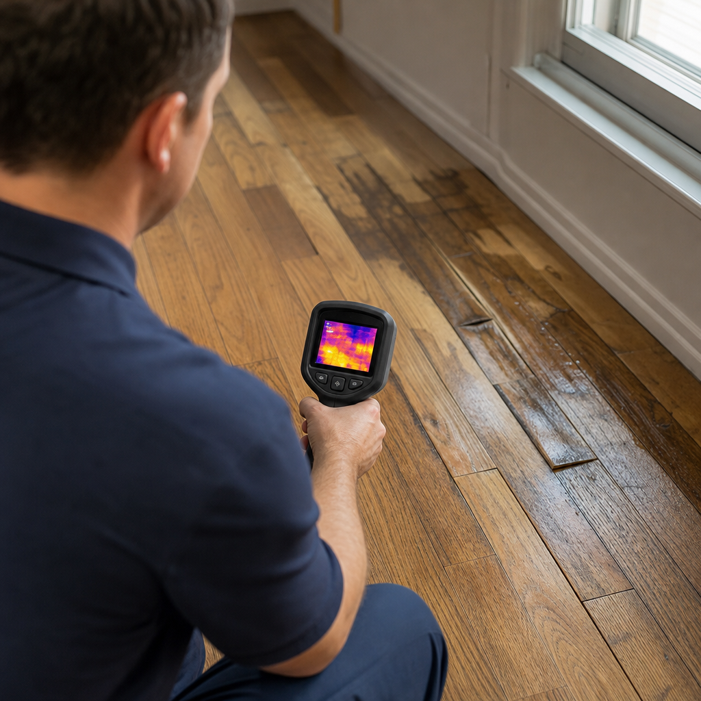 Illustration for hardwood floor water damage repair in Elmhurst