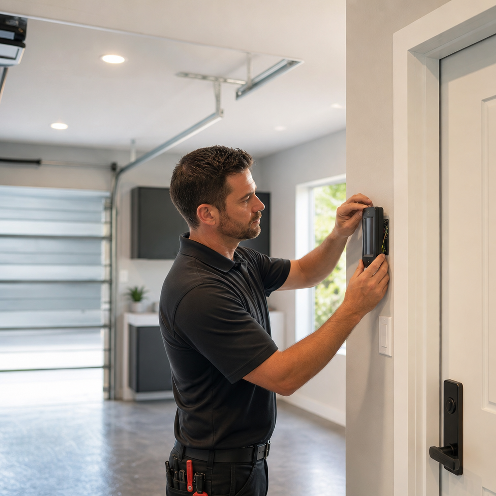 Illustration for garage door opener installation in Miami