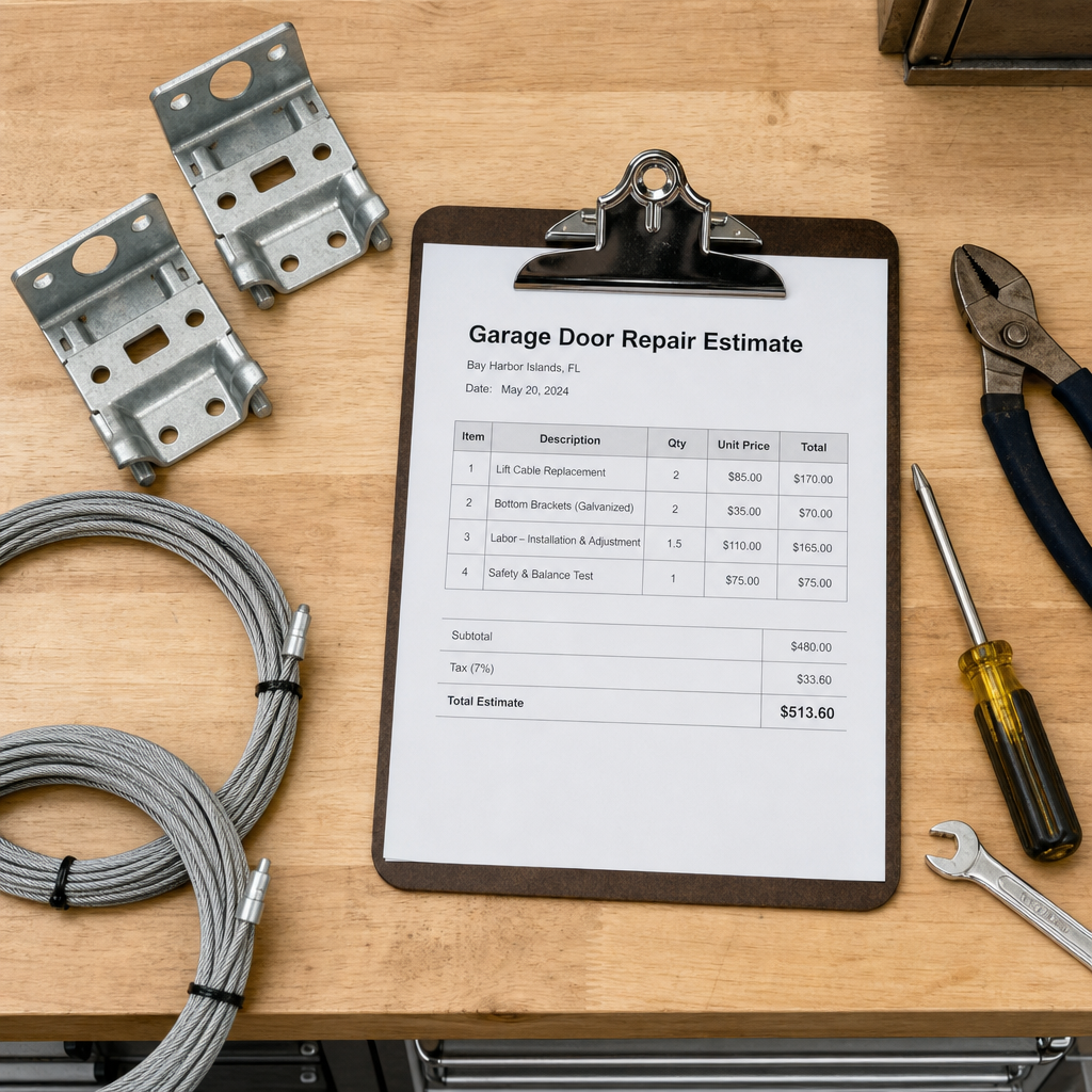 Illustration for garage door cable repair in Bay Harbor Islands