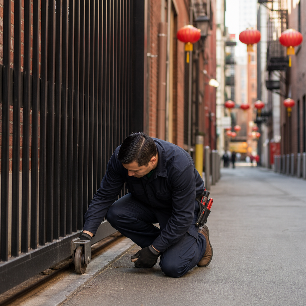 Illustration for gate repair in Chinatown