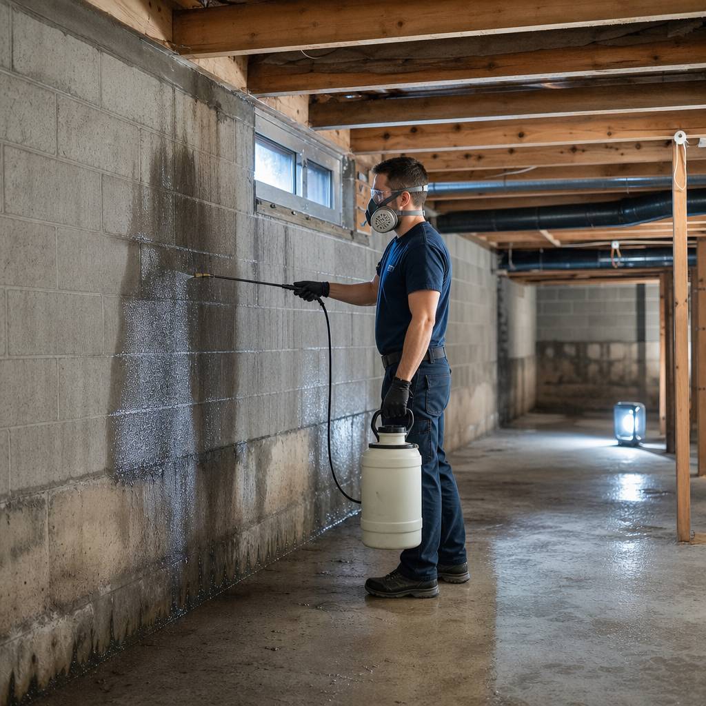 Illustration for basement flood cleanup