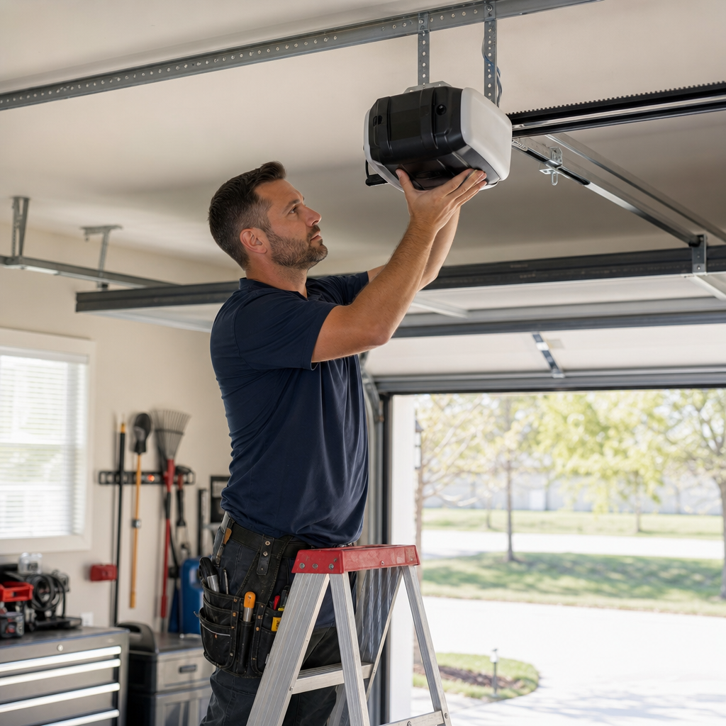 Illustration for garage door opener installation