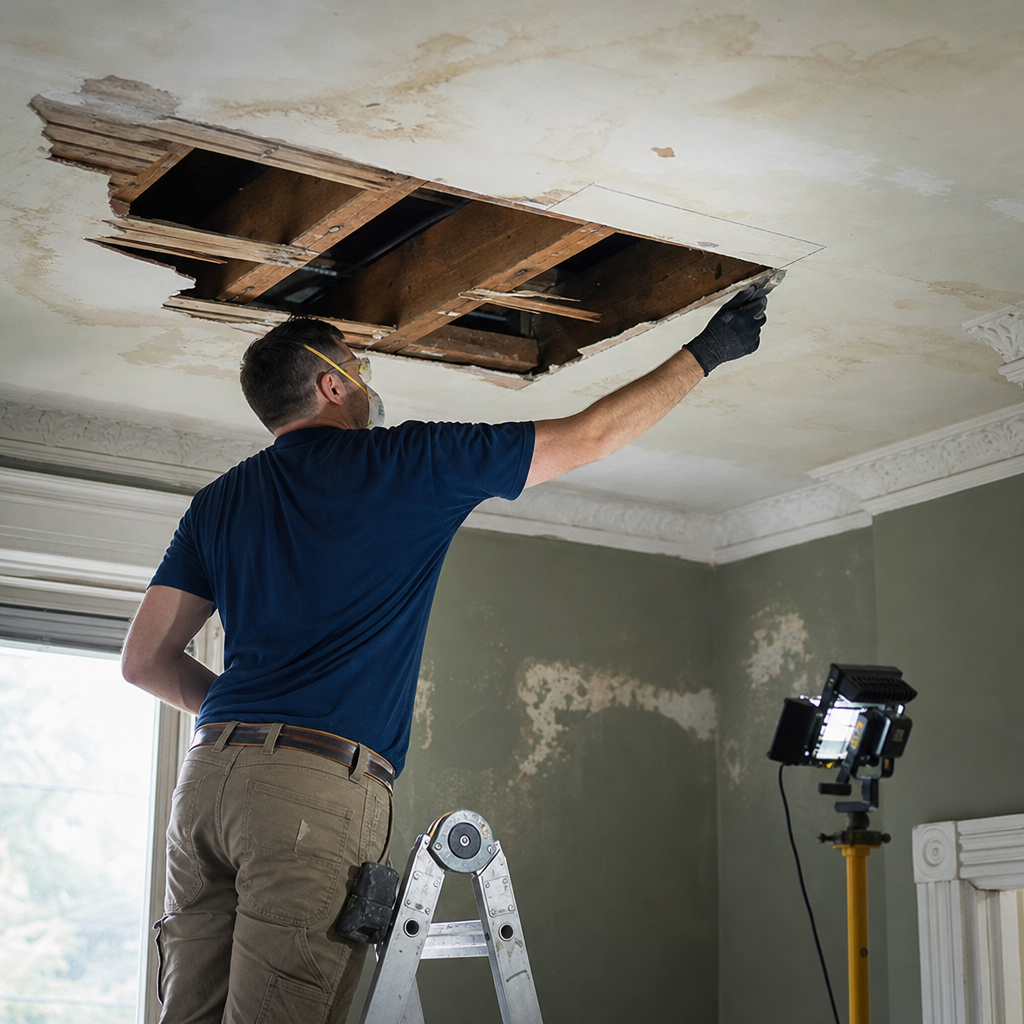 Illustration for ceiling water damage repair in Jersey City