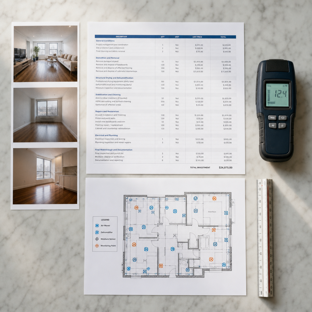 Illustration for water damage restoration in Midtown Manhattan