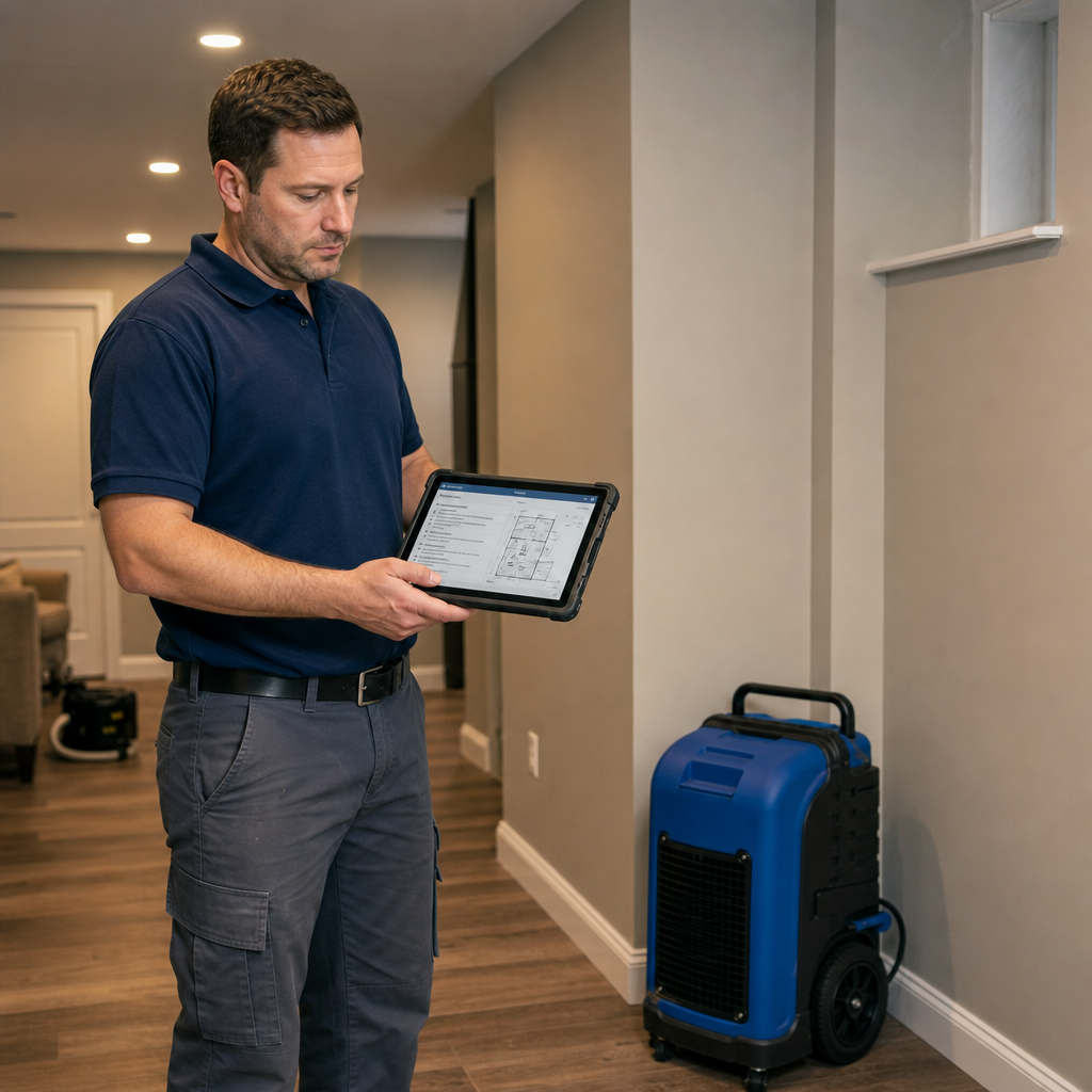 Illustration for water damage restoration in Weehawken