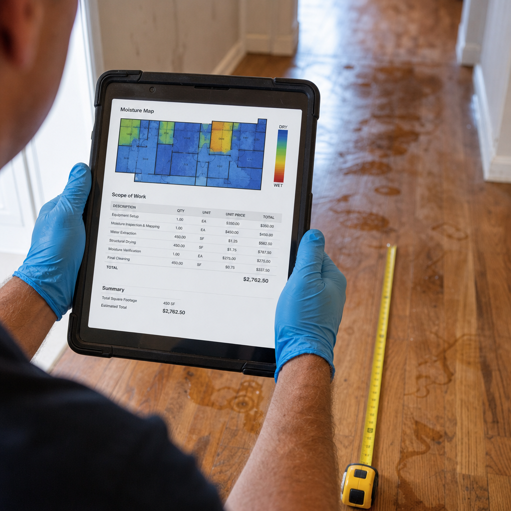 Illustration for emergency water damage restoration in Harrison
