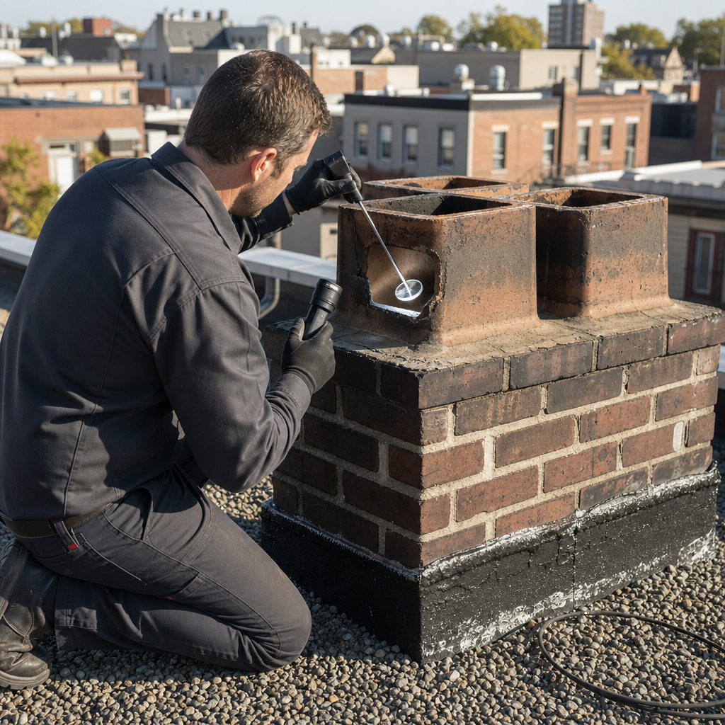 Illustration for chimney cleaning in West New York