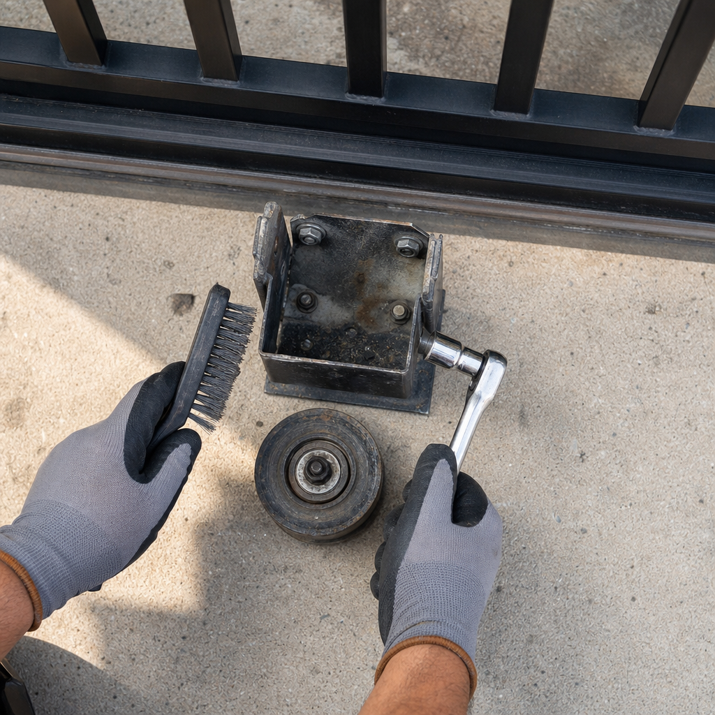Illustration for sliding gate roller replacement