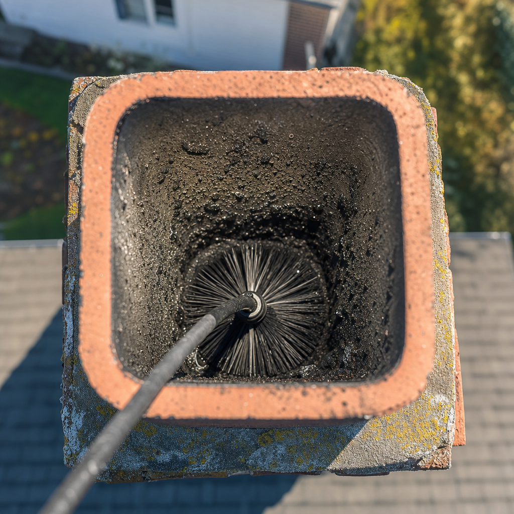 Illustration for chimney sweep for creosote buildup