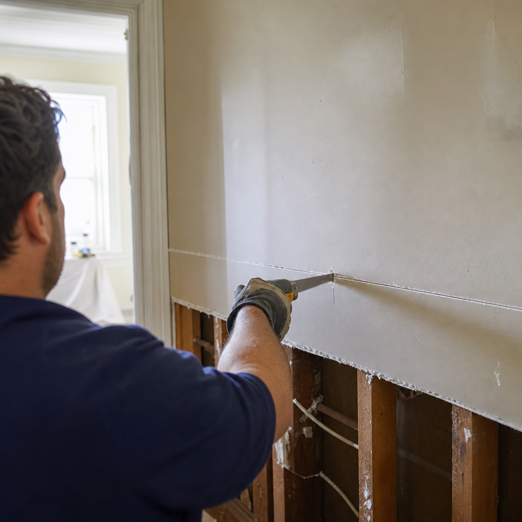 Illustration for drywall water damage repair in Astoria