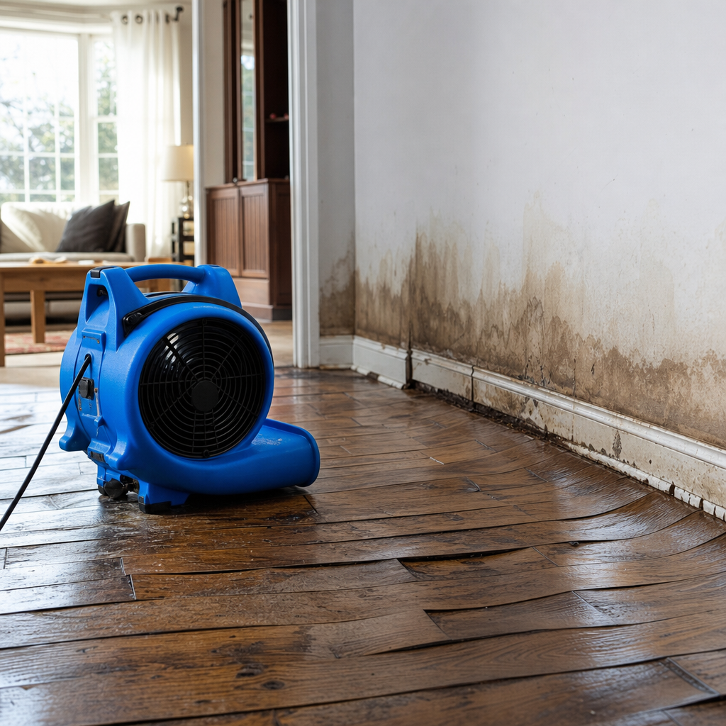 Illustration for burst pipe water damage cleanup in Glendale