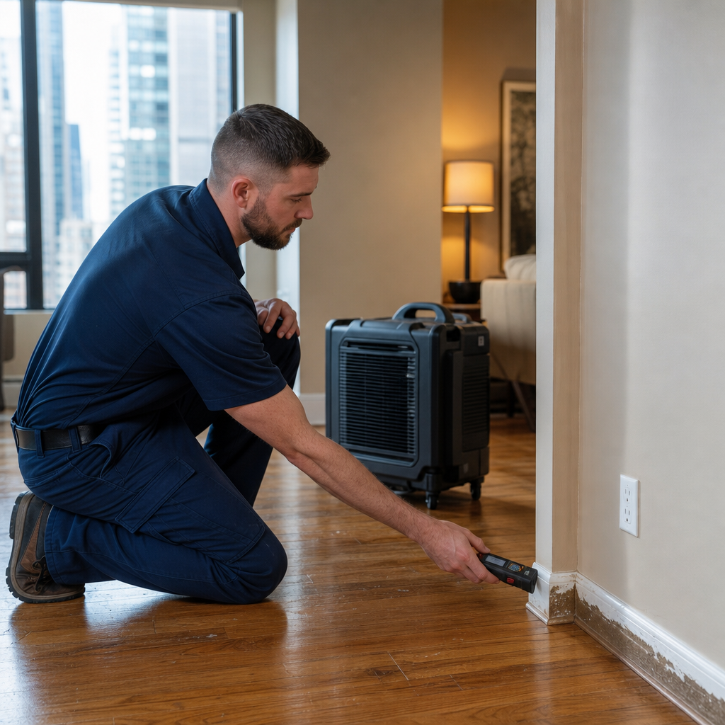 Illustration for emergency water damage restoration in Midtown West