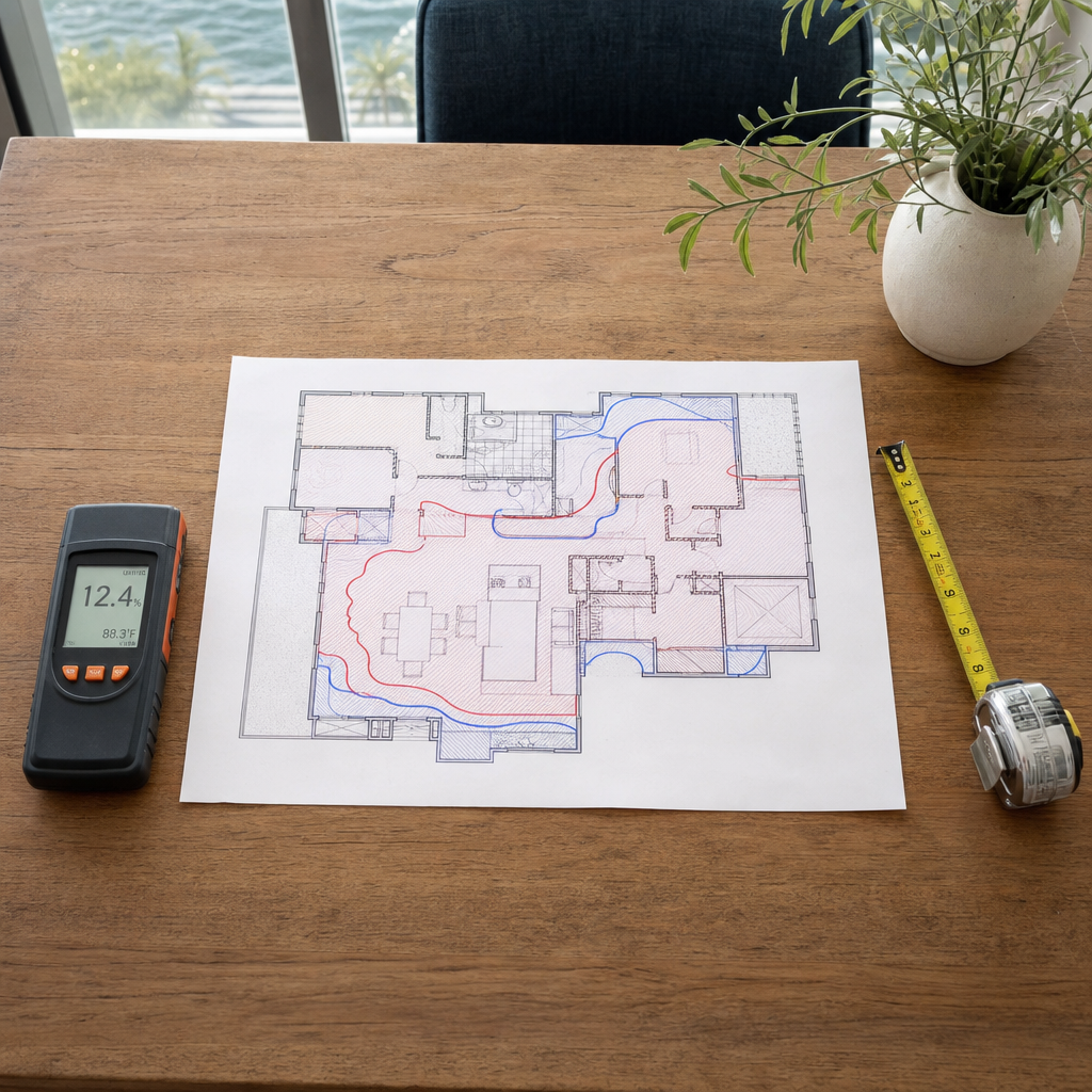 Illustration for water damage restoration in Weehawken