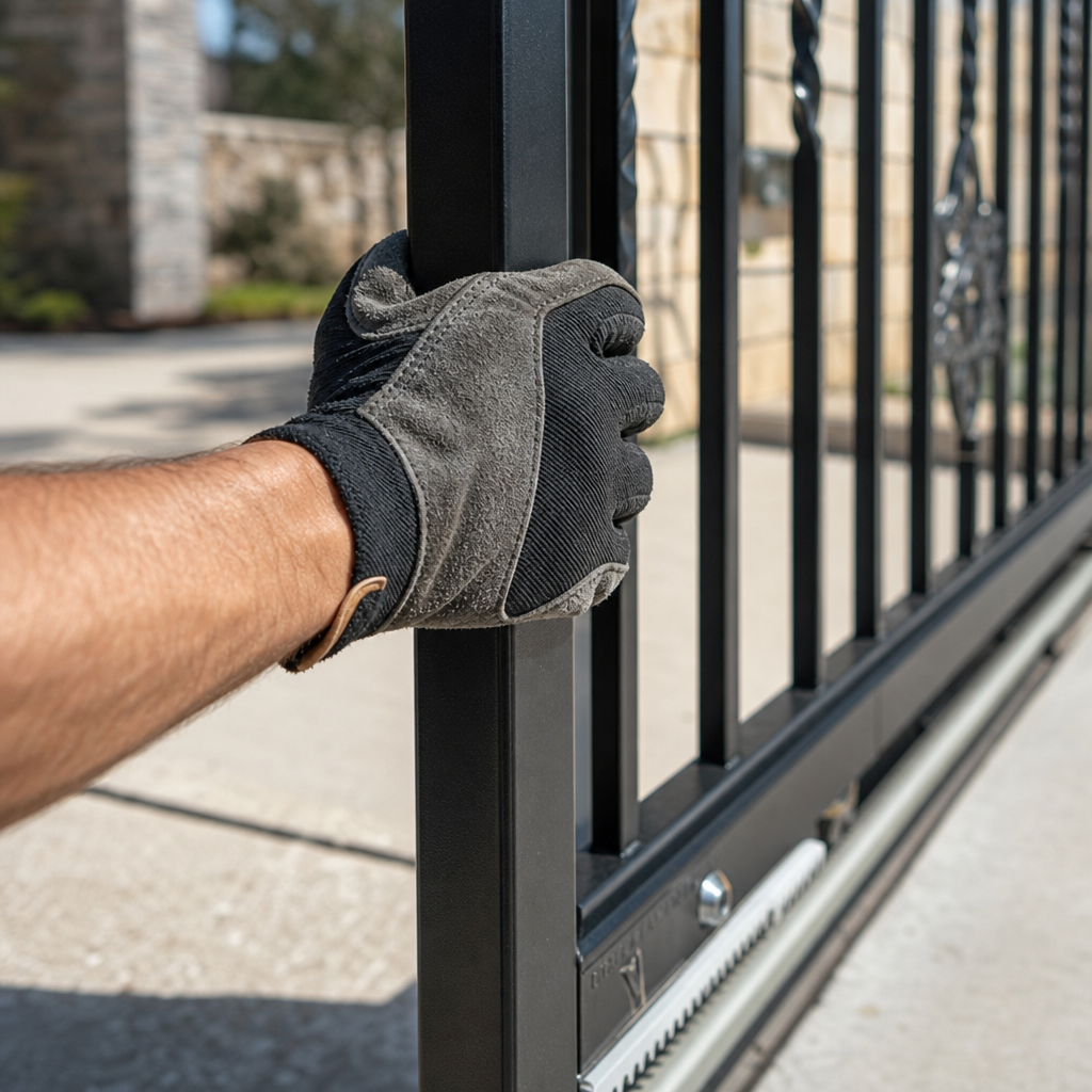 Illustration for how to open sliding gate manually