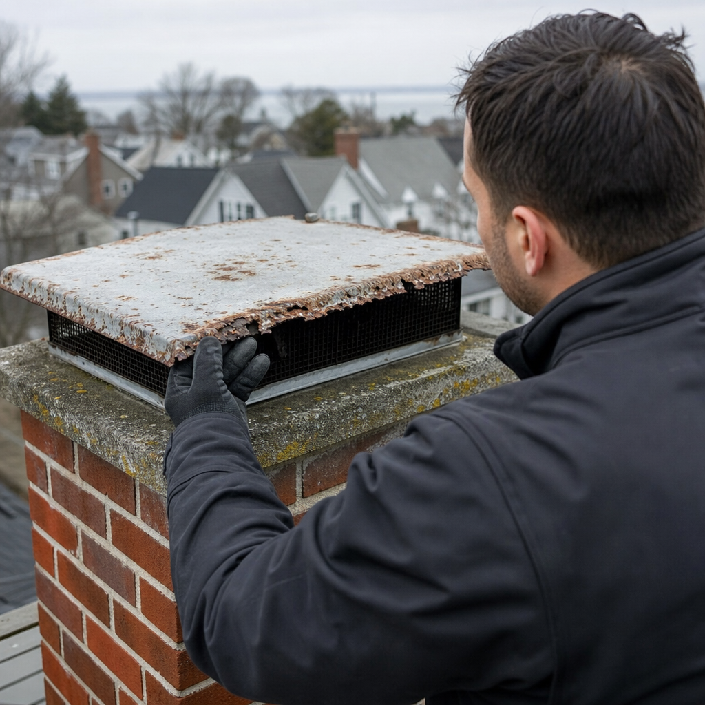 Illustration for chimney cap replacement in Fairfield