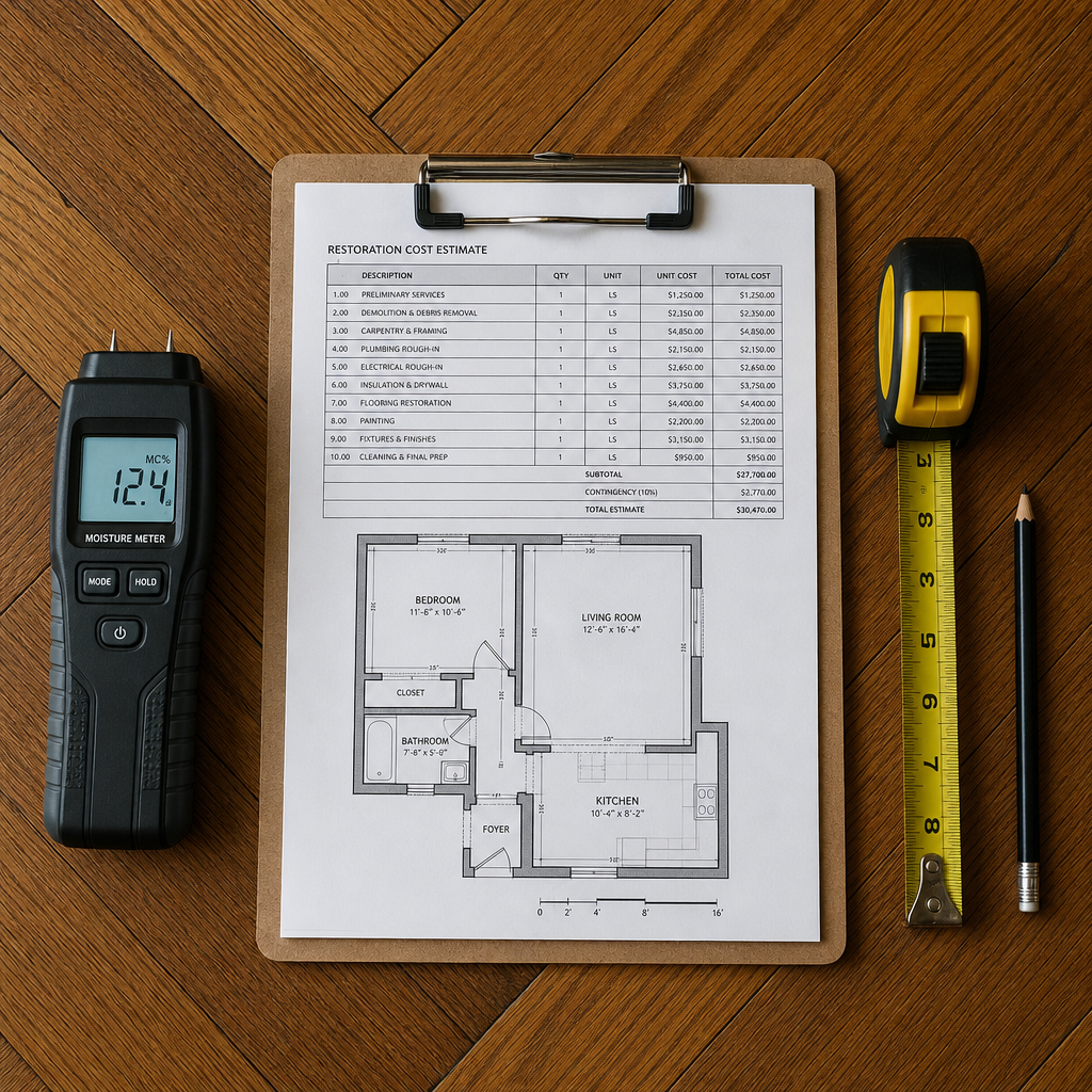 Illustration for water damage restoration in Central Harlem