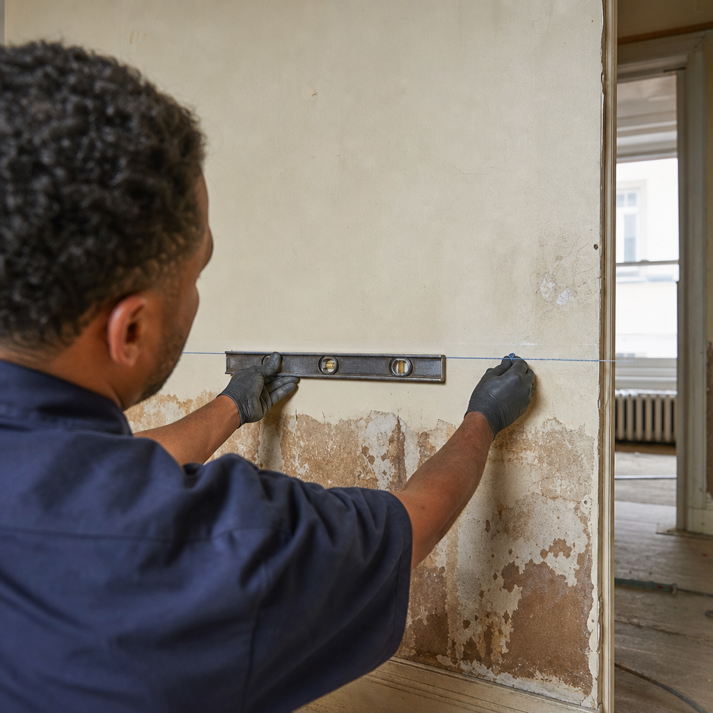 Illustration for drywall water damage repair in Central Harlem