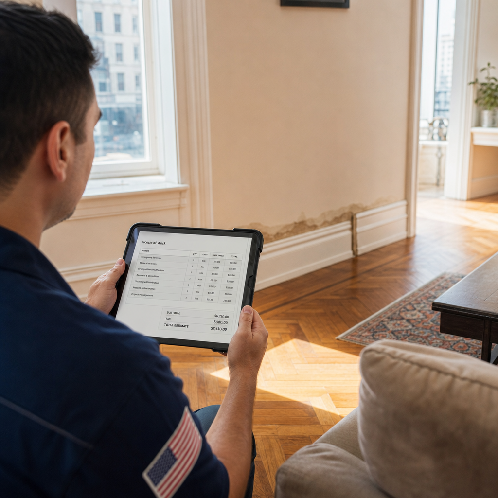 Illustration for water damage restoration in Midtown Manhattan