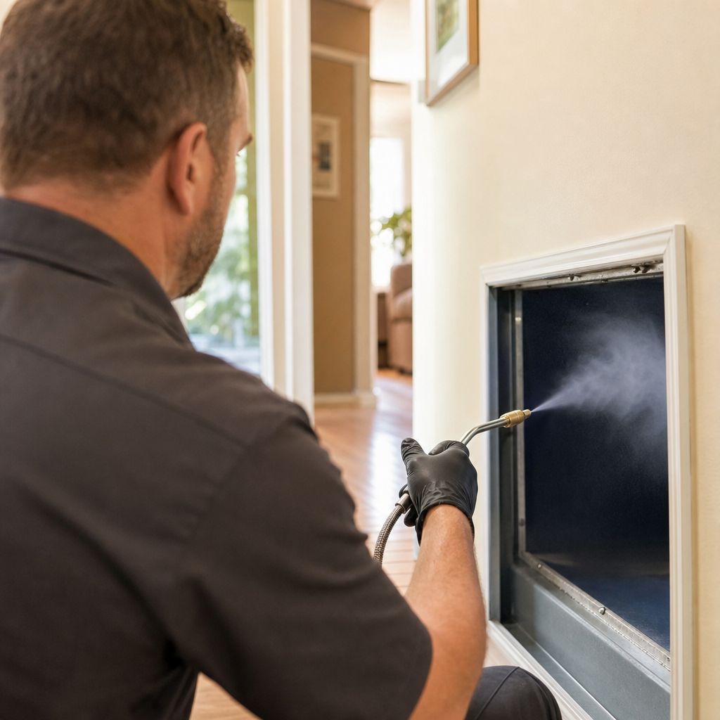 Illustration for air duct sanitizing in Shady Hollow
