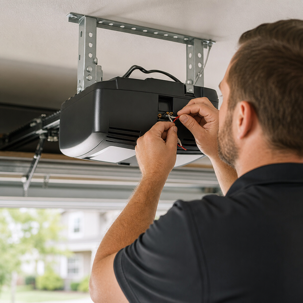 Illustration for professional garage door opener installation