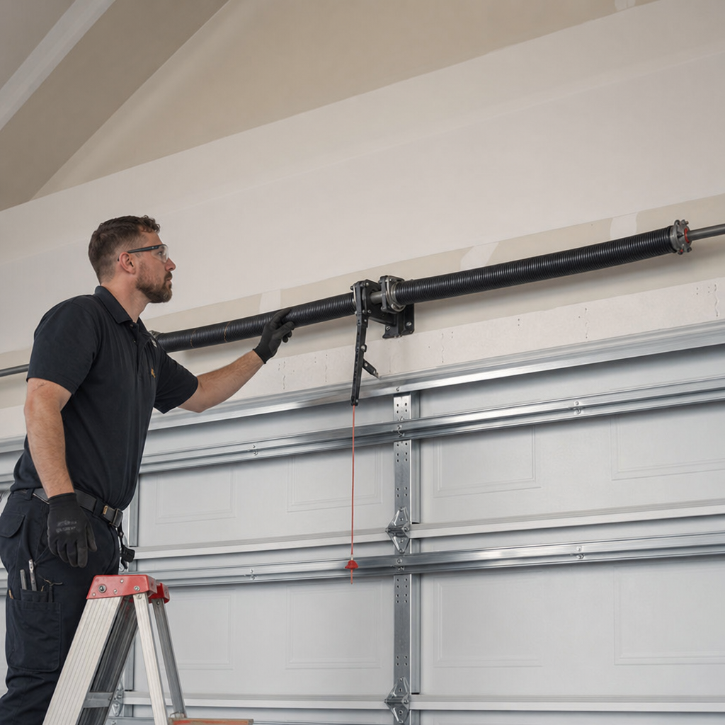 Illustration for garage door spring repair