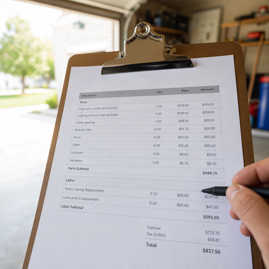 Illustration for garage door repair pricing