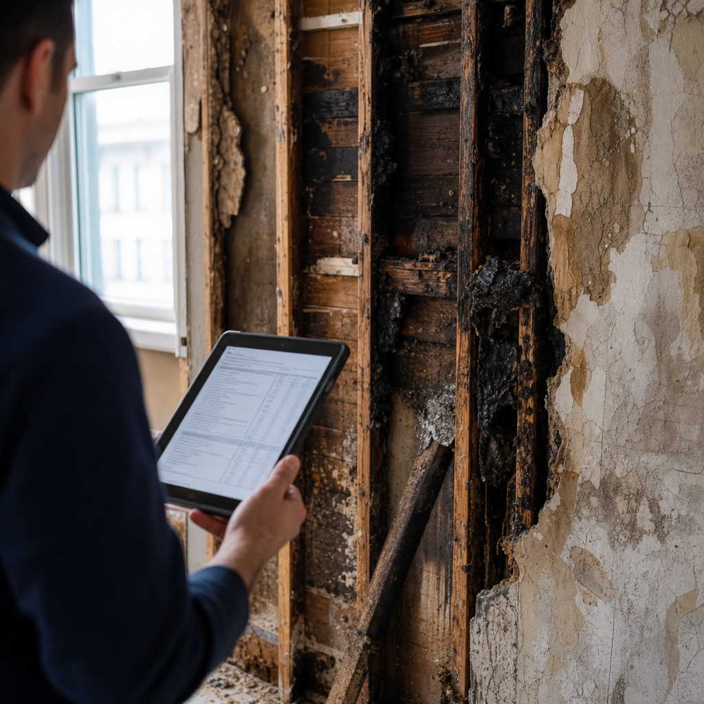 Illustration for fire and water damage repair