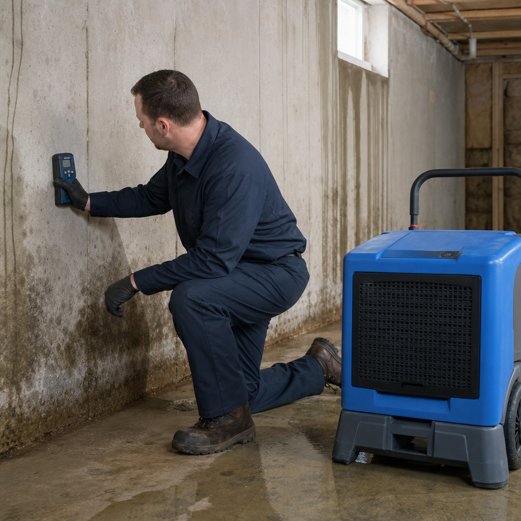 Illustration for basement water damage cleanup