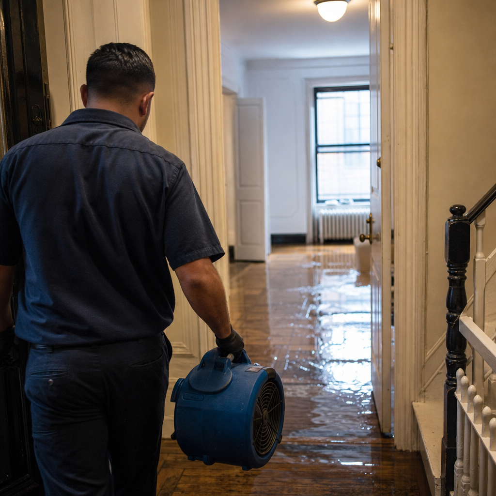 Illustration for emergency flooded apartment cleanup manhattan