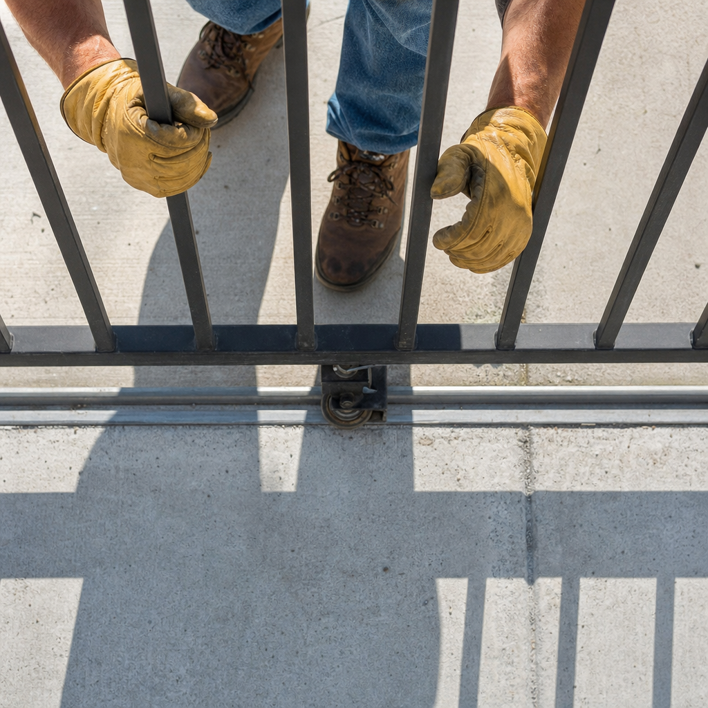 Illustration for how to open electric gate manually