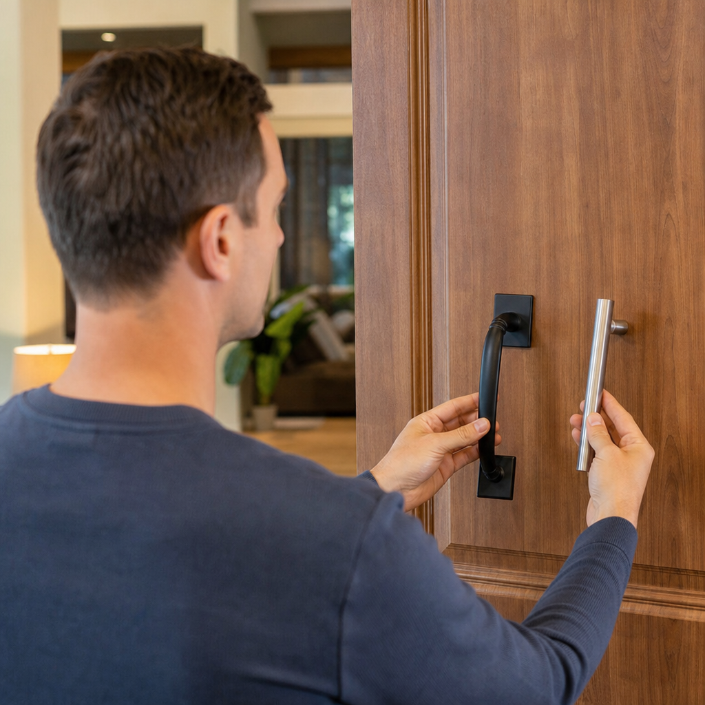 Illustration for installing new door handles