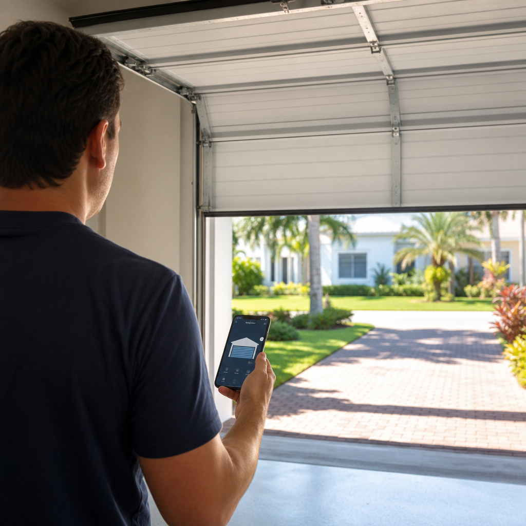 Illustration for smart garage door opener