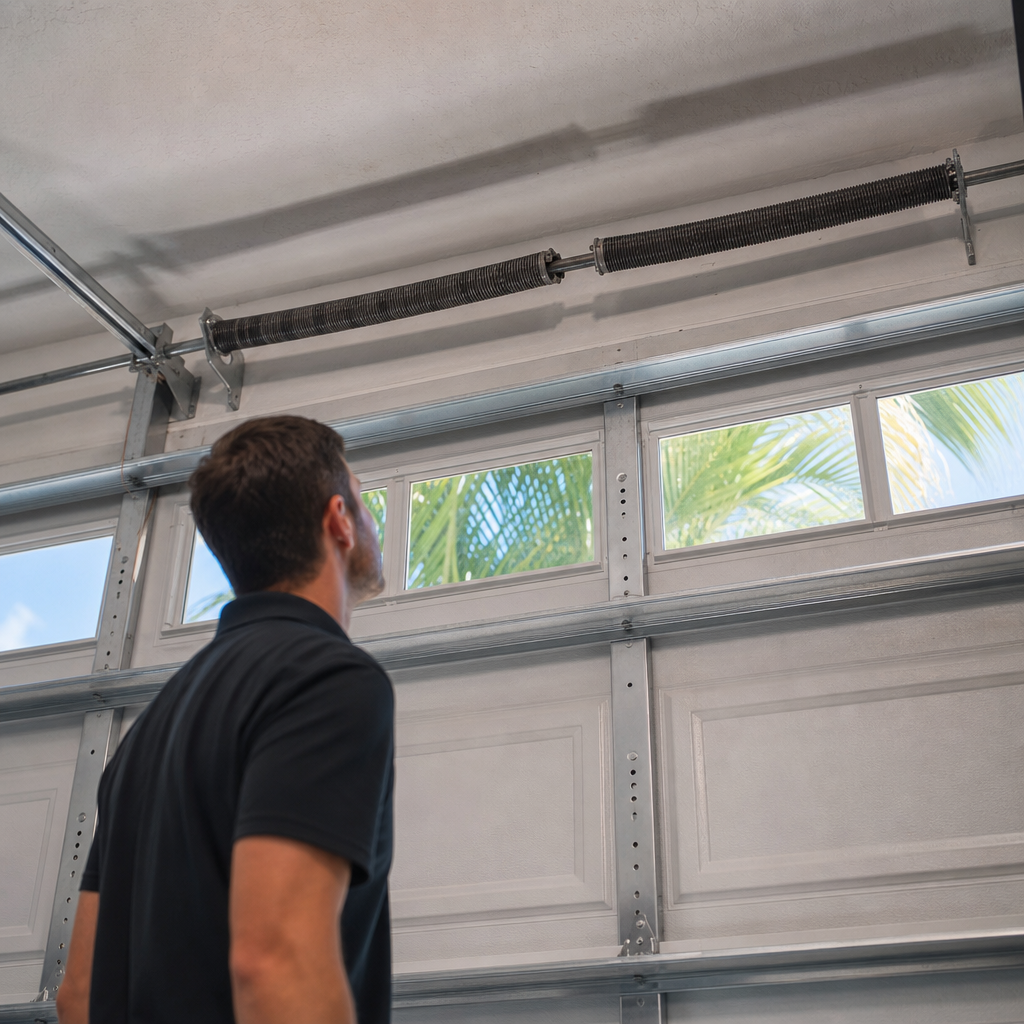 Illustration for what to do if garage door spring breaks