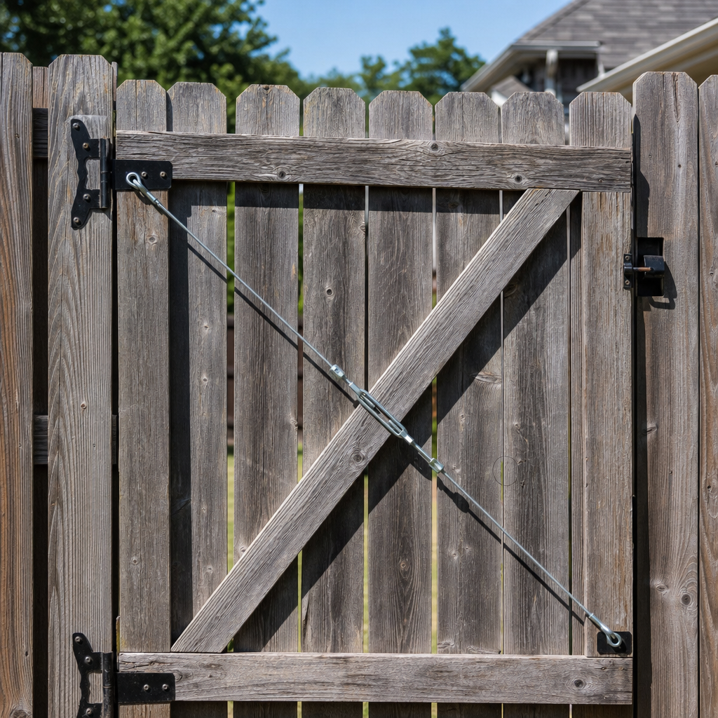 Illustration for anti sag kit for wooden gate