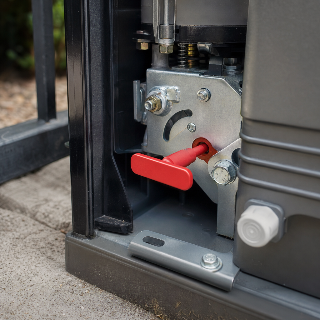 Illustration for how to manually open electric gate without power